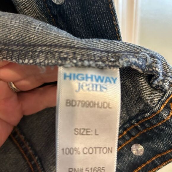 Highway Jeans Denim Jacket Cropped Distressed Customized 100% Cotton L - Picture 8 of 9